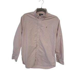 Ralph Lauren Boys XL 20 Pink White Striped Cotton Oxford Button Down Shirt